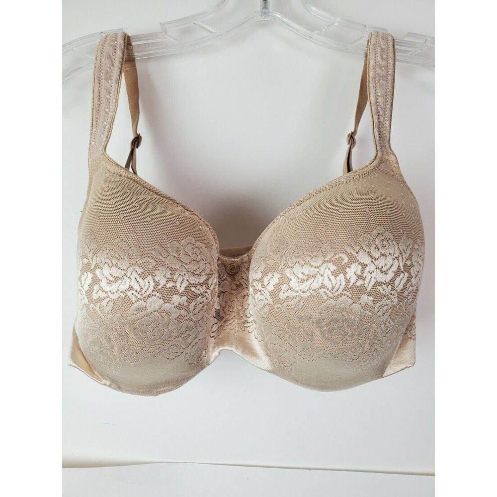 Soma 34DD Full Coverage Stunning Support Nude Beige Lace Bra Underwire Floral
